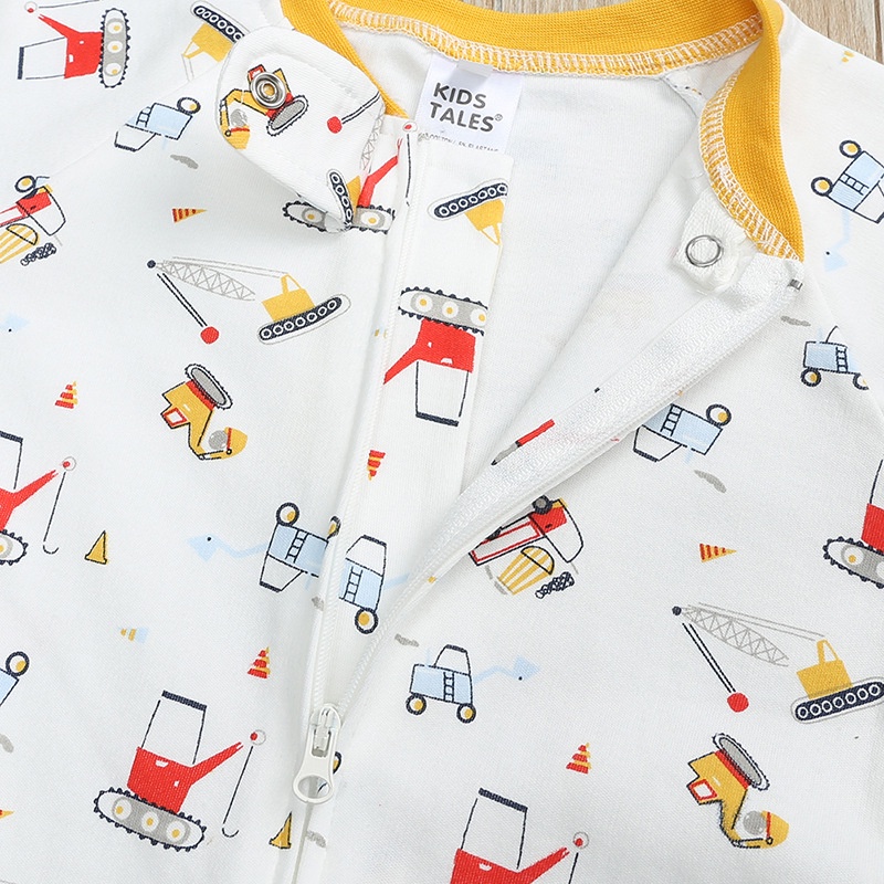 Bộ Áo Liền Quần Cotton Dài Tay Có Khóa Kéo Cho Bé Sơ Sinh 0-18 Tháng Tuổi