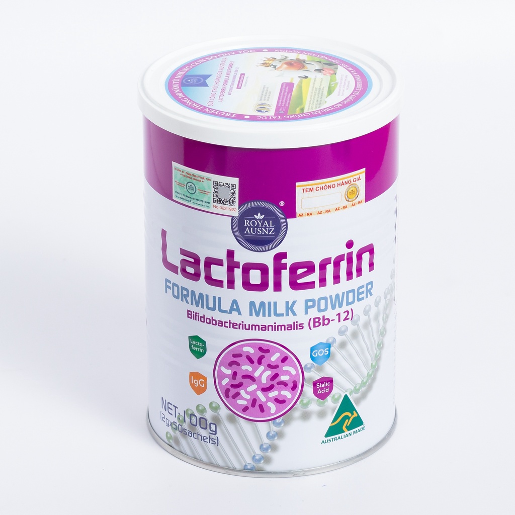 Sữa Bột Hoàng Gia Úc ROYAL AUSNZ Lactoferrin Formula Milk BB-12 Tăng Cường Hệ Miễn Dịch Cho Trẻ 100g