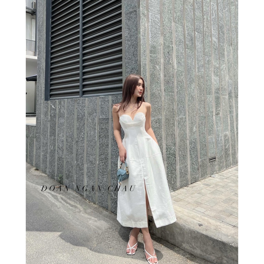 Đầm thiết kế cao cấp 2 dây cúp ngực mshappy.vn