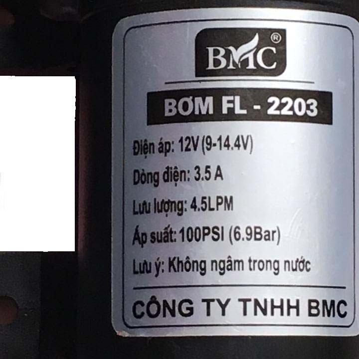 Bộ máy bơm tăng áp mini 12v BMC FL2203 kèm bộ nguồn 12V5A cao cấp Adapter - Máy hồi lưu