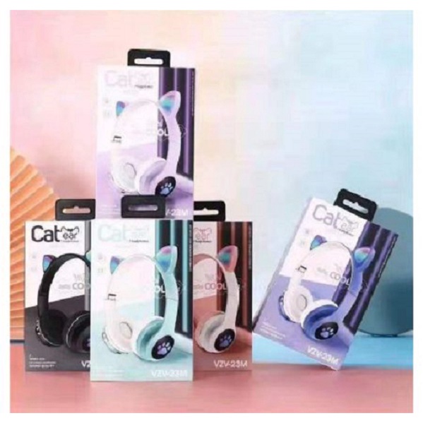 Headphone tai mèo cute có mic, có đèn led HP CATEAR VZV.