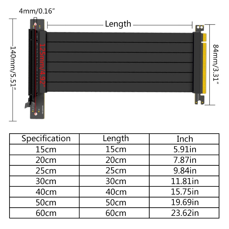 Dây cáp nối dài Pci-E X16 3.0 ổn định tốc độ cao chuyên dụng cho GPU 30