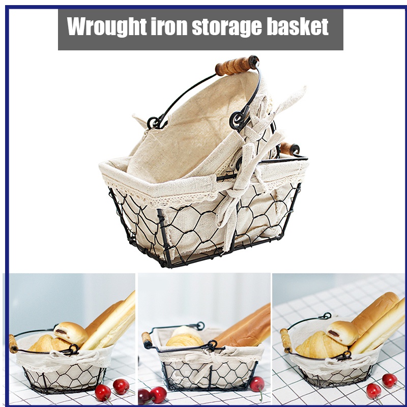 Rổ đựng bánh mì/trái cây bằng sắt phong cách vintage