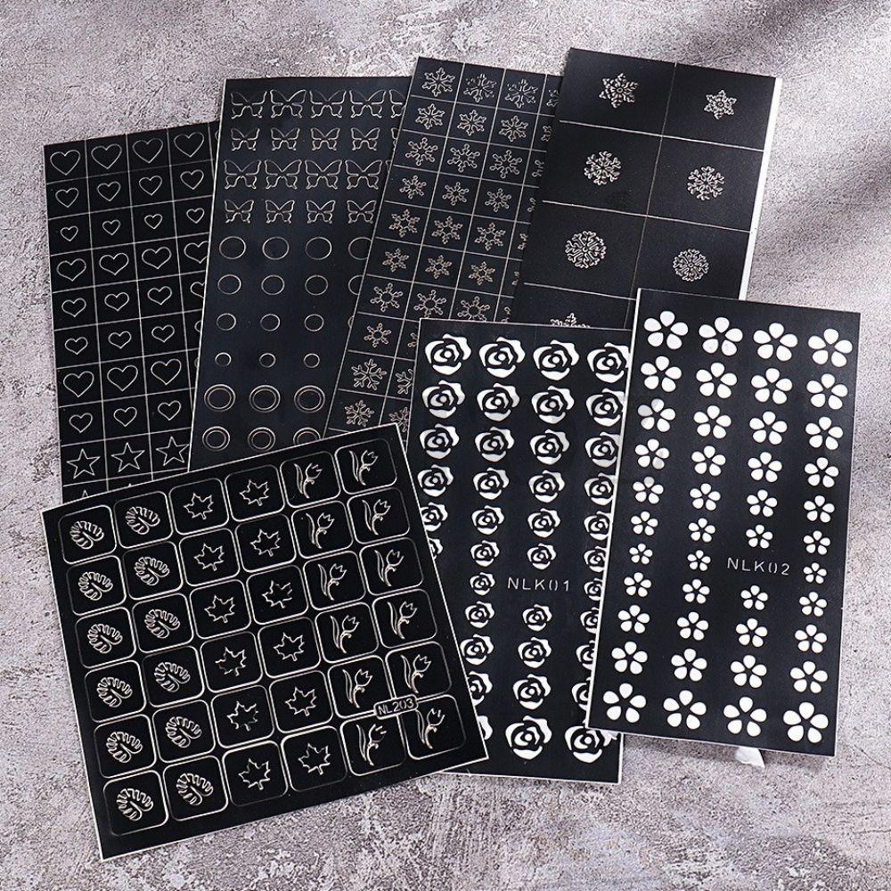 QQMALL Miếng Dán Trang Trí Móng Tay Nghệ Thuật Hình Hoa Hồng Trái Tim