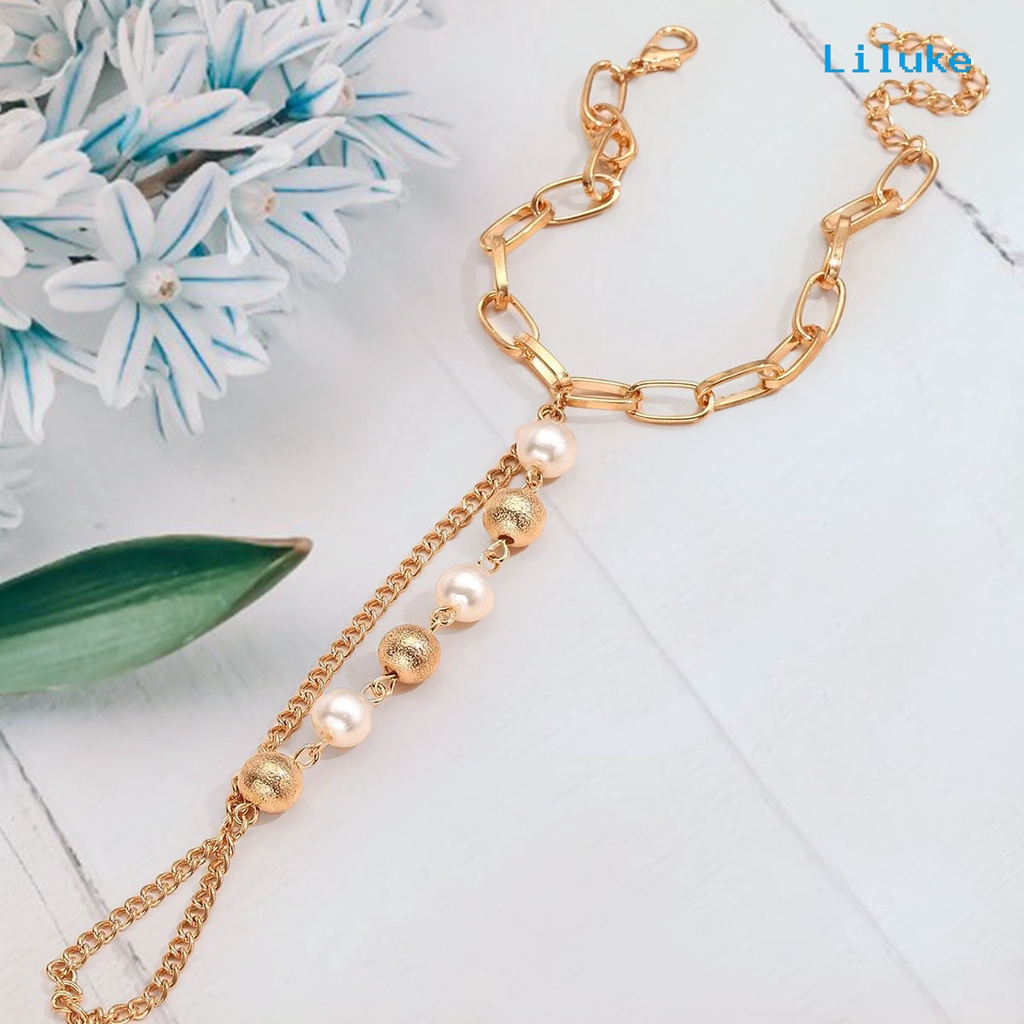 Bộ Vòng Tay Hạt Ngọc Trai Nhân Tạo Kết Nối Bằng Thép Không Gỉ