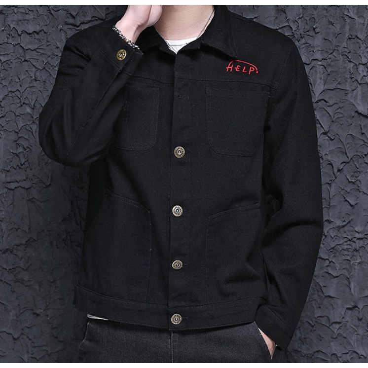 Mùa xuân và mùa thu Áo sơ mi denim đen nam dài tay Hàn Quốc Slim Hợp thời trang đẹp trai Áo sơ mi retro Nhật Bản | BigBuy360 - bigbuy360.vn