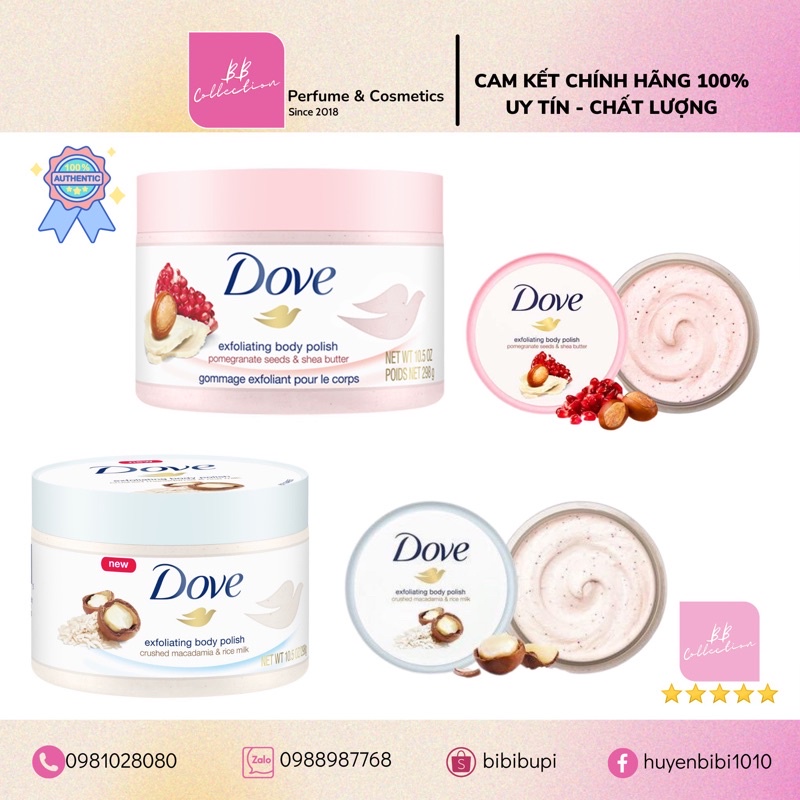 Tẩy da chết Dove Exfoliating Body Polish - Dưỡng da mịn màng tươi sáng hàng Đức 225ml