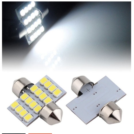 Bóng Đèn LED siêu sáng soi biển số trần nóc cánh cửa  xe hơi ô tô 31MM 36mm 16SMD Toyota Vios Innova Hyundai Accent