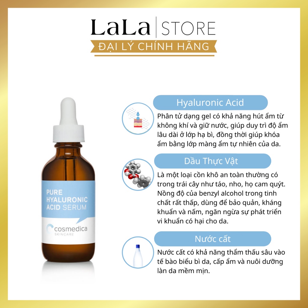Tinh Chất Dưỡng Ẩm Cosmedica - Pure Hyaluronic Acid Serum 30ml