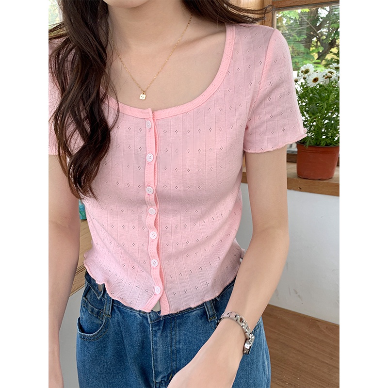 Áo Thun Cardigan Ngắn Tay Họa Tiết Hoa 51294