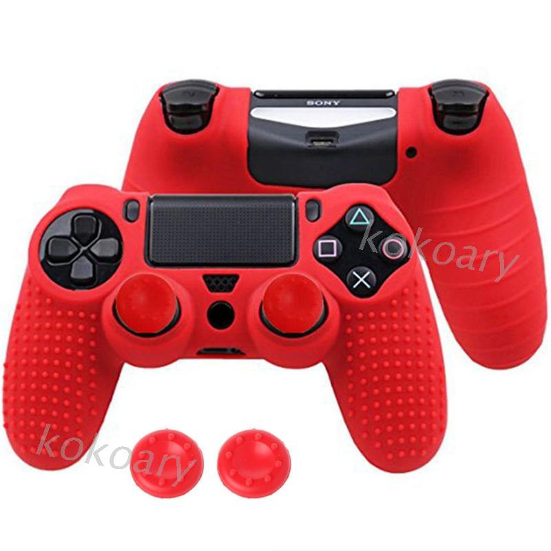 Ốp Bảo Vệ Bằng Silicone Chống Trượt + 2 Nắp Đậy Nút Điều Khiển Cho Tay Cầm Chơi Game Ps4