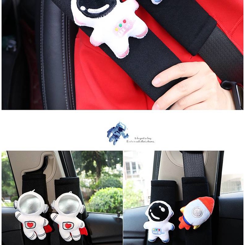 Car Safety Belt Shoulder Pad Cover Cartoon Cute Astronaut Car Safety Belt Anti-Strangulation Protective Case Car Interior Ornaments Auto department store supplies