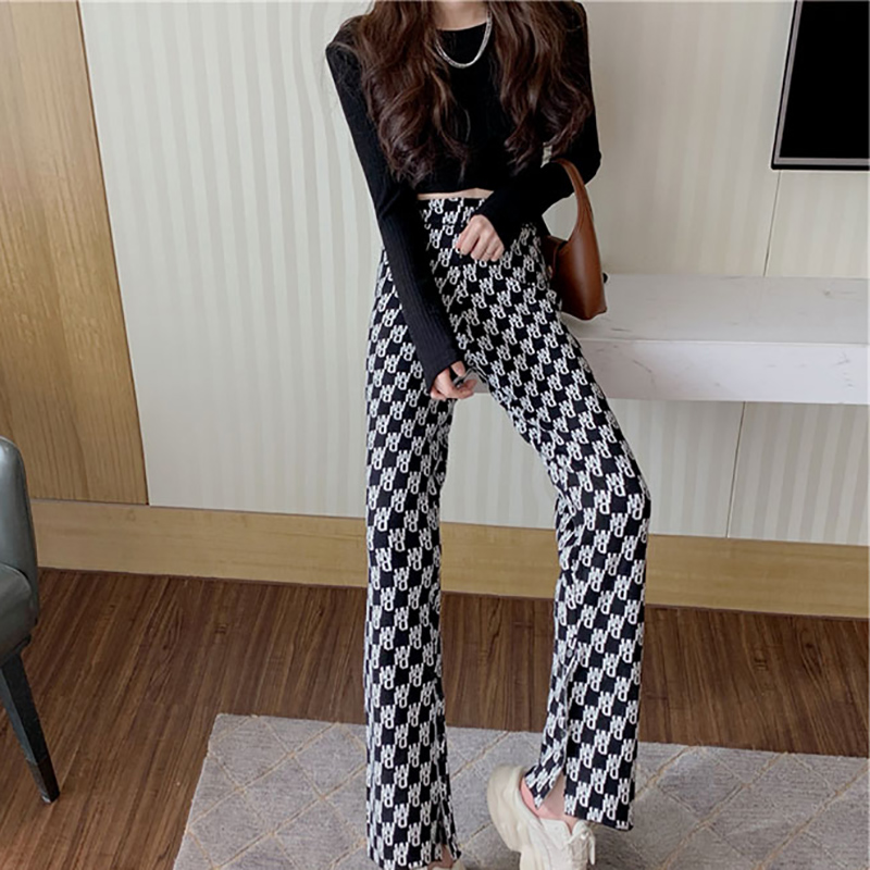 Quần dài IELGY lưng cao ống rộng thời trang Hàn Quốc cho nữ