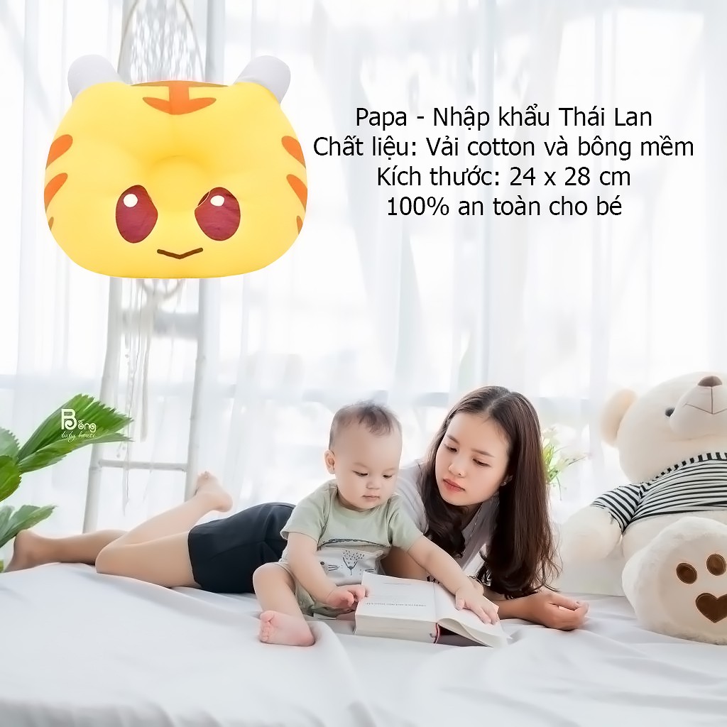 Gối cho bé PAPA gối nằm hình hổ/thỏ loại tốt nhập khẩu từ Thái Lan PR08A-HOTHO