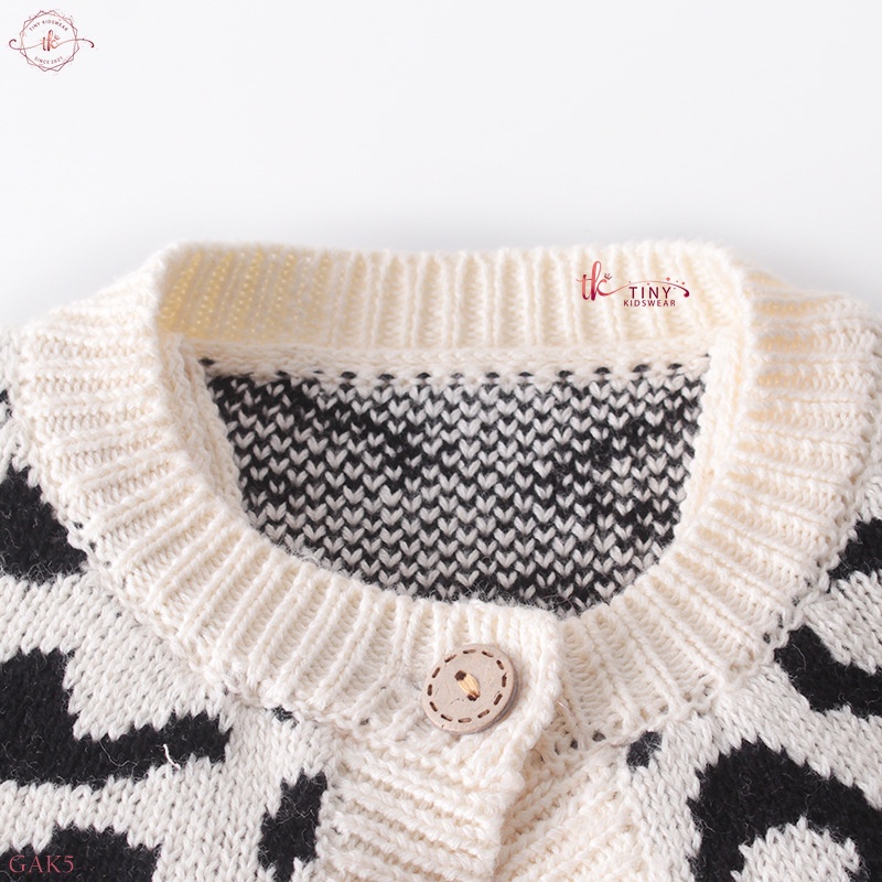 Áo khoác len cardigan họa tiết da báo cúc gỗ cho bé từ 5-13kg [GAK5]