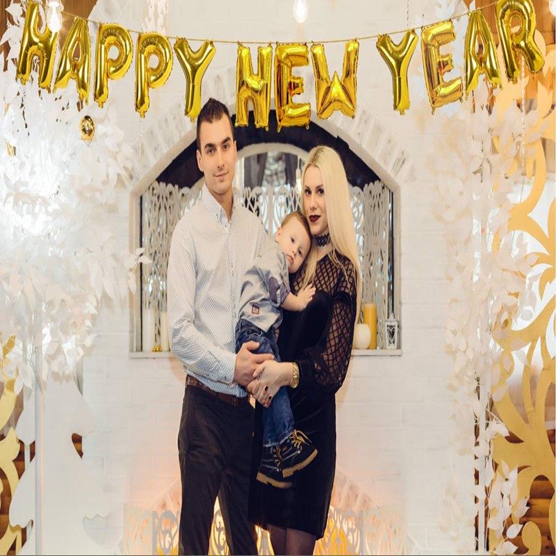 Bong bóng chữ Happy New Year trang trí tiệc 16 inch độc đáo
