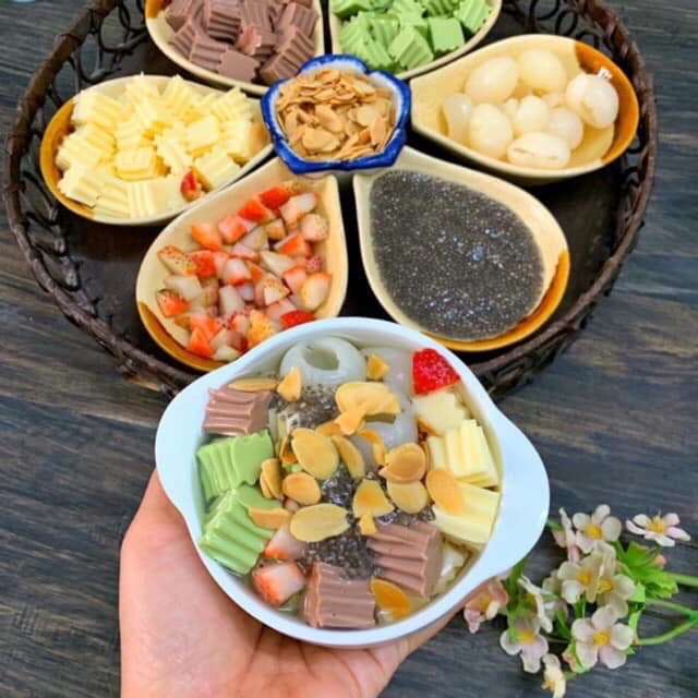 Set chè khúc bạch nấu 7 chén