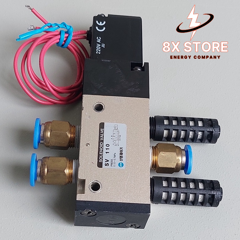 Van điện từ  khí nén KOREA SYM SV 110  valve 5/2, 1 đầu điện, ren 9.6