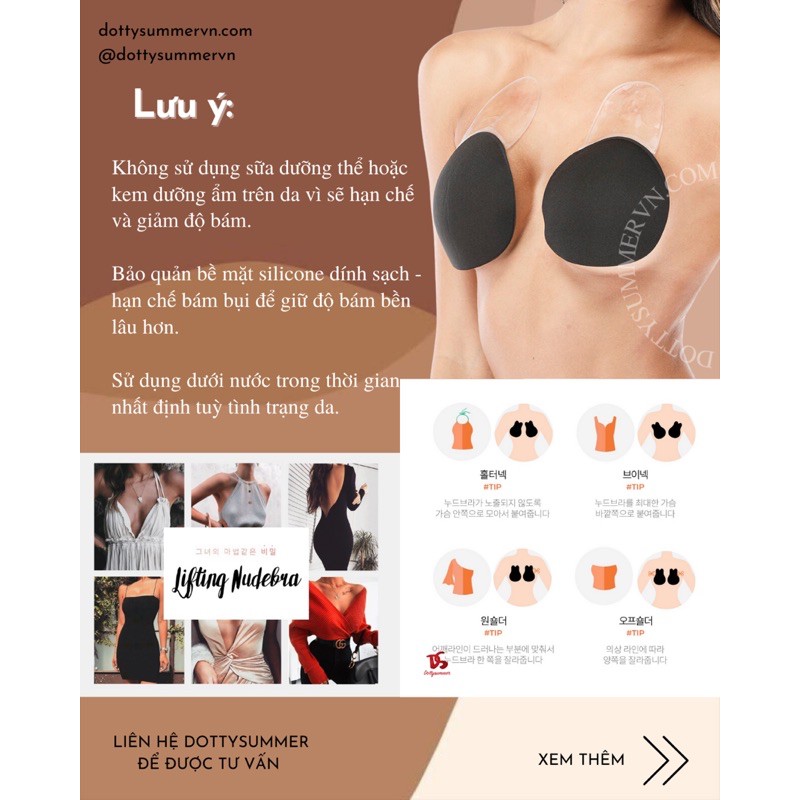 Cặp Miếng Dán Nhũ & Kéo Nâng Giữ Ngực Đứng 2IN1 Giọt Nước Silicone Vải Tái Sử Dụng Bám Dính Tốt