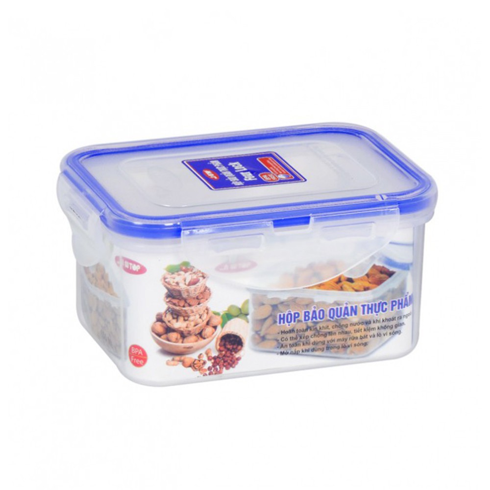 Hộp đựng thực phẩm 1220ml, 850ml, 450ml, 300ml Song Long Plastic Four Lock nhựa có nắp đậy