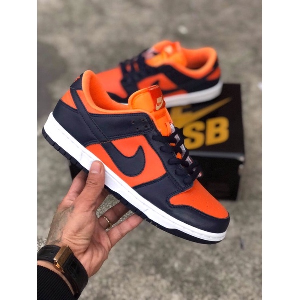 Giày thể thao sneaker sb nam nữ màu cam đen hình ảnh thật đầy đủ hộp phụ kiện