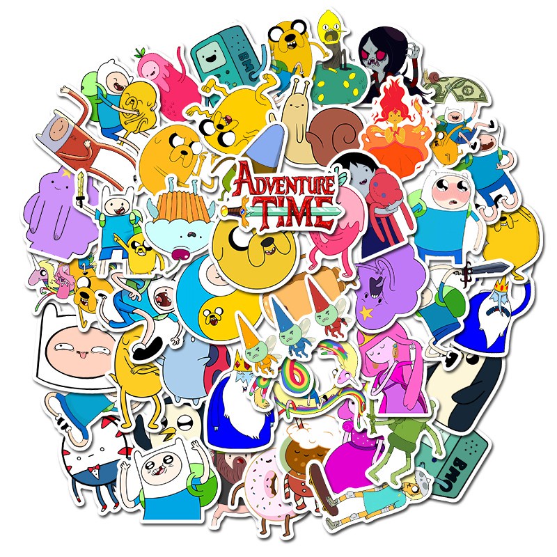 [SET 50] Sticker hoạt hình Adventure Time chống nước, dán mũ bảo hiểm, vali, laptop 096