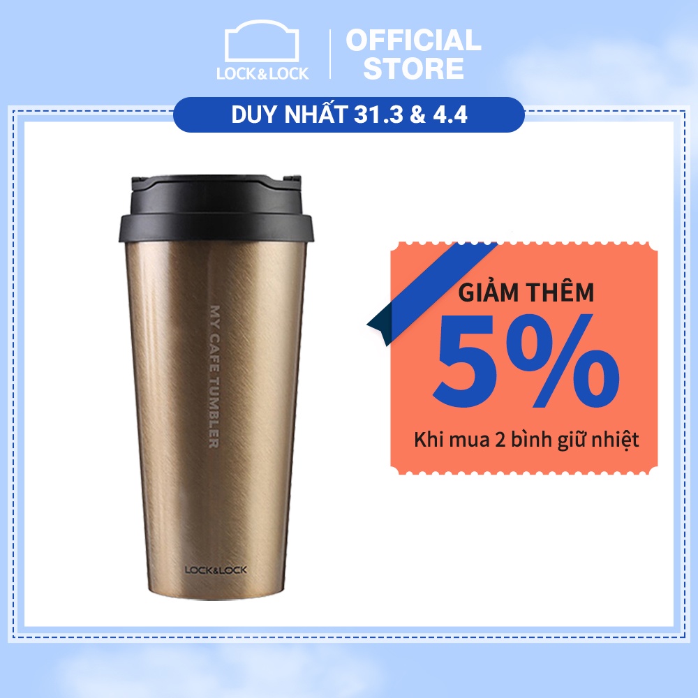 [Mã LIFEHL25 giảm 10% đơn 350K] Bình giữ nhiệt bằng thép không gỉ Lock&amp;Lock Clip Tumbler - 540ml - Gold [LHC4151GOD]