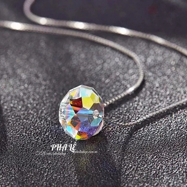 Dây Chuyền Bạc S925 Thiết Kế Với Pha Lê Swarovski Tròn Dẹp