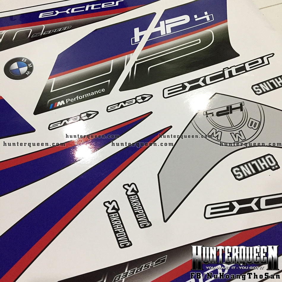 Tem rời dán xe Exciter 150 màu đen. Chủ đề HP4, decal cao cấp không bay màu