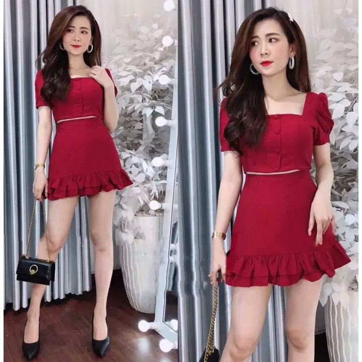 SÉT ÁO ĐÍNH CÚC VÀ VÁY ĐUÔI CÁ SIÊU DỄ THƯƠNG THỜI TRANG VESTA DC01