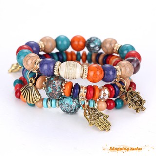 Vòng tay chuỗi hạt nhiều lớp phong cách vintage thời trang cho nữ