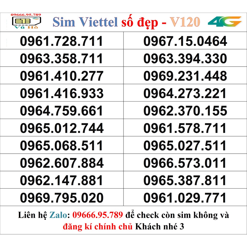 Sim Viettel V120 đầu 09 số đẹp giá rẻ 3