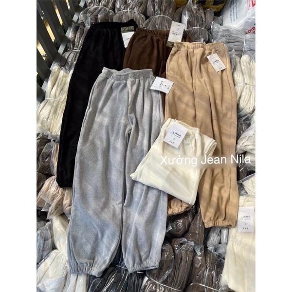 Quần jogger nhung tăm lưng thun, line thun lên dáng cực đẹp, đủ màu