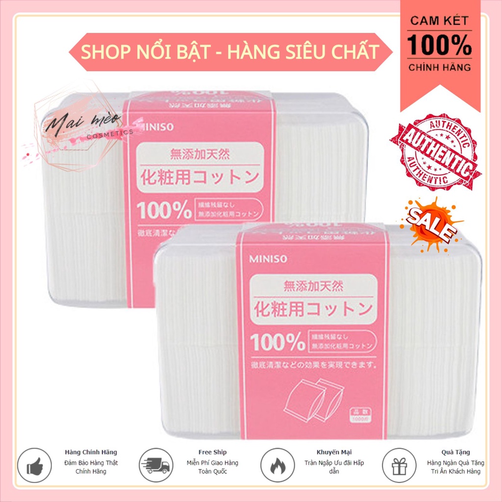 Bông tẩy trang miniso 1000 miếng, bông đắp toner, bông đắp lotion