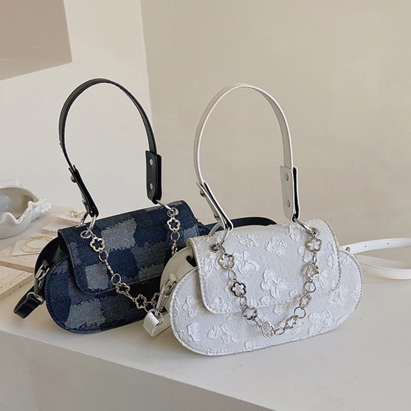 Túi đeo vai IELGY kẻ sọc caro phối chuỗi xích thời trang phong cách Hàn Quốc cho nữ