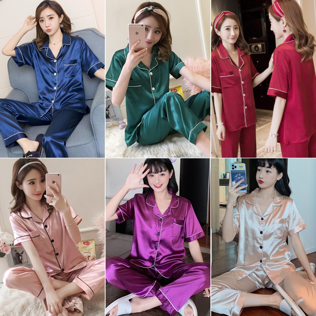 Bộ Đồ Ngủ Pijama Vải Lụa Thời Trang Quyến Rũ Cho Nữ