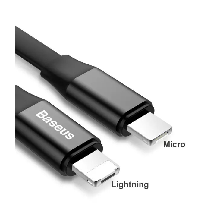 Dây Sạc Đa Năng Baseus 2 in 1, 1 Đầu Cắm 2 Chân Lightning & Micro USB - Dài 23cm - Bảo Hành Chính Hãng 12T