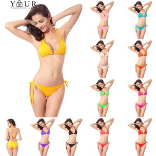 Áo tắm hai mảnh trơn màu kiểu buộc dây gợi cảm cho nữ