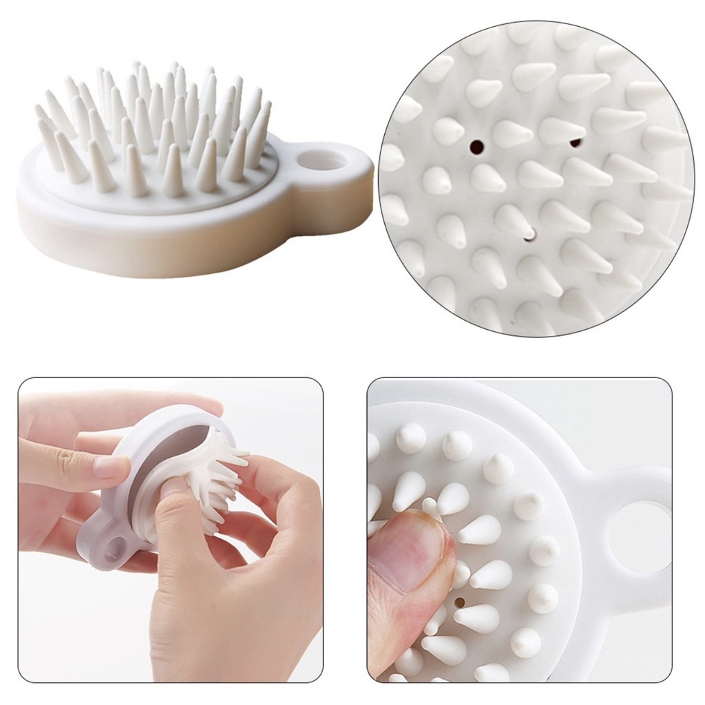 Lược Gội Đầu Silicon MUJI Nhật Bản/ Cục Bàn Chải Gội Massage Da Đầu - Giảm Rụng Tóc - Kích Thích Mọc Tóc