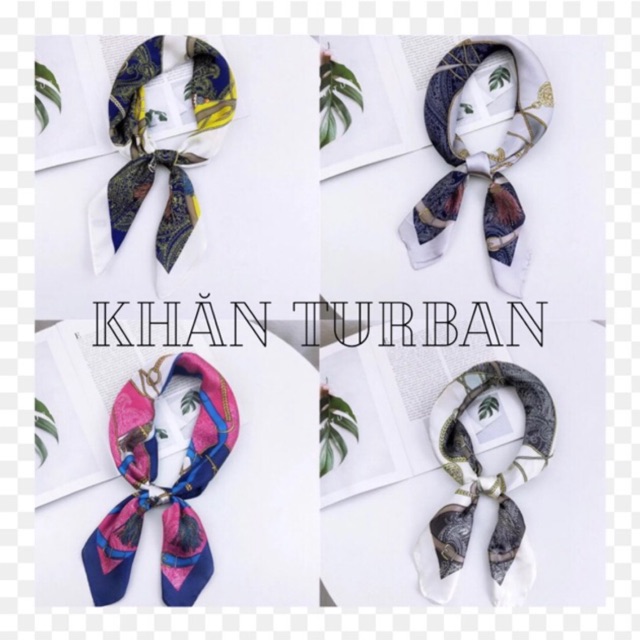 Khăn turban lụa vuông choàng cổ size 70x70cm thanh lịch phong cách nữ tính đa năng có thể dùng làm áo yếm