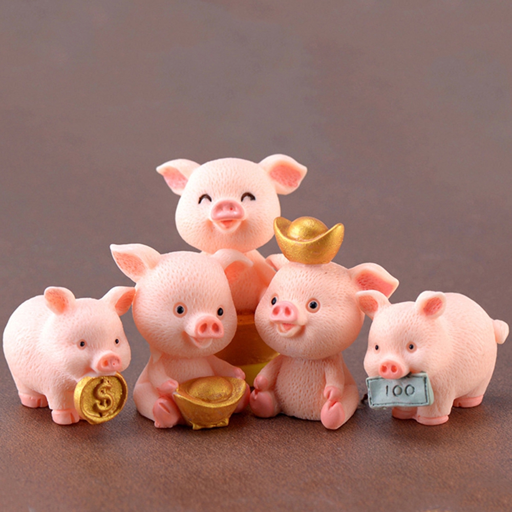 Tượng gia đình heo siêu nhỏ dễ thương chuyên dụng trang trí nhà búp bê cây cảnh DIY