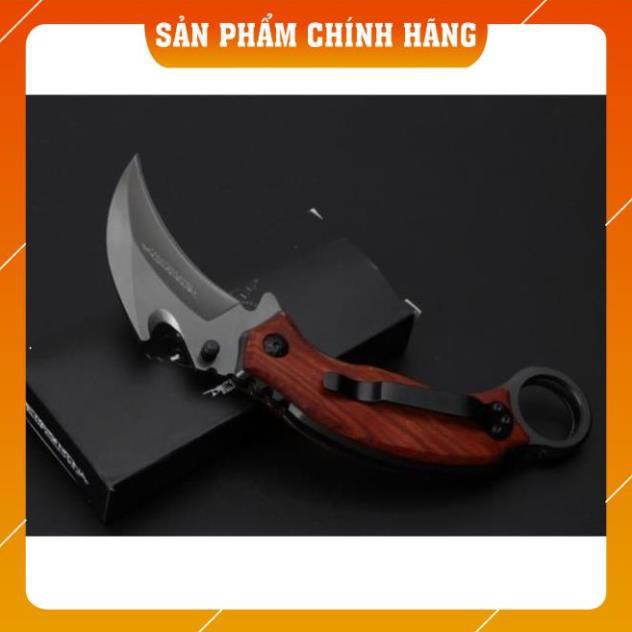 [FreeShip – Giảm 30k]  Dao Phượt Gấp Cao Cấp Chính Hãng Karambit X52 Báng Gỗ - Đa Năng Giá Rẻ Quân Đội