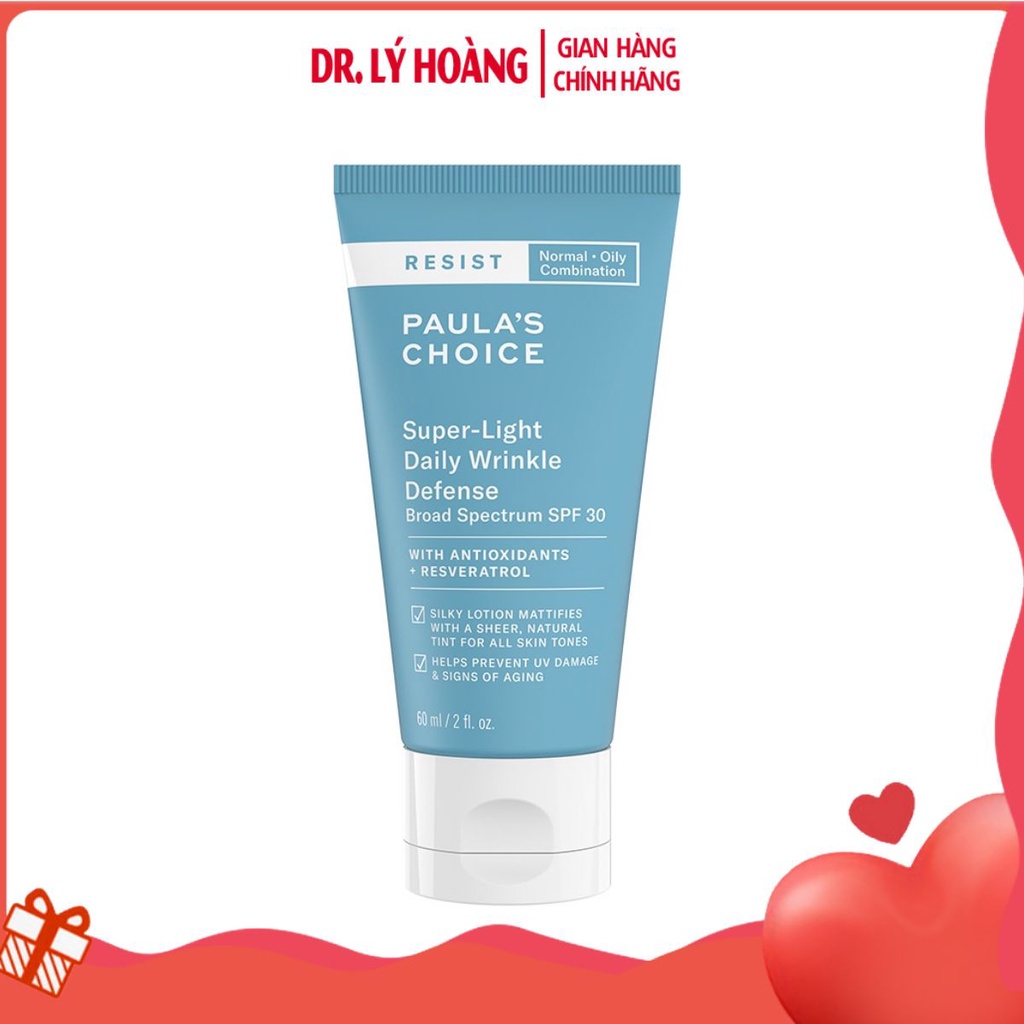 Kem Chống Nắng Đa Năng Siêu Nhẹ Không Bết Dính Paula’s Choice Resist Super Light Daily Wrinkle Defence SPF30 60ml