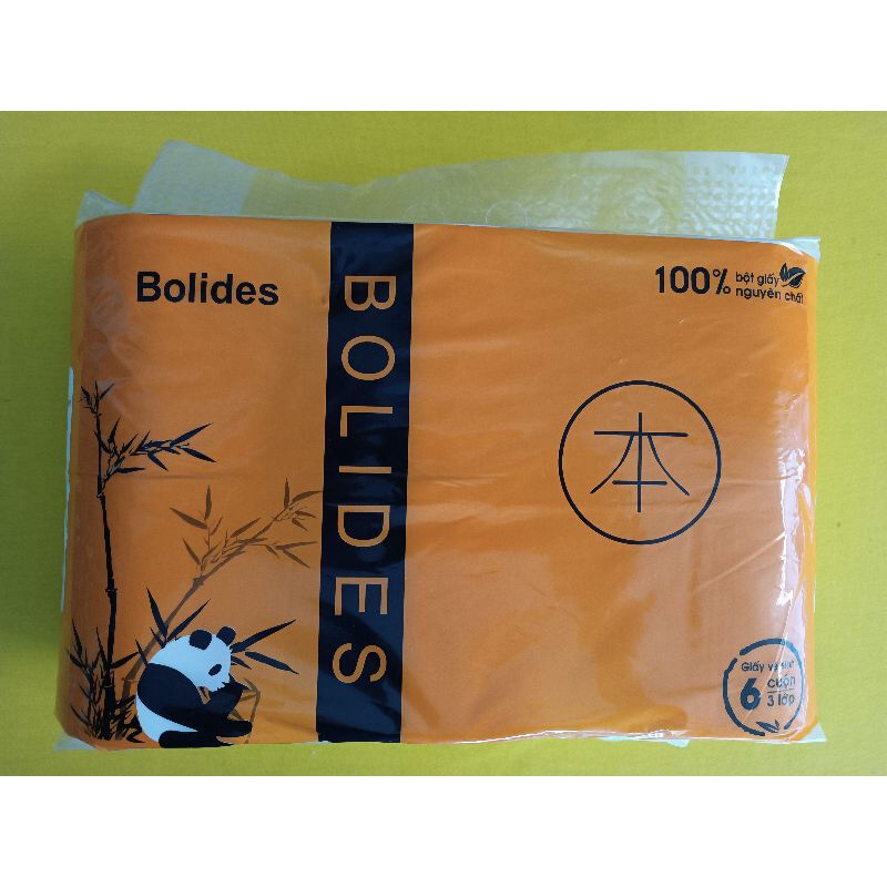 Giấy vệ sinh Gấu Trúc Bolides (6 cuộn/3 lớp ) 100% bột giấy nguyên chất