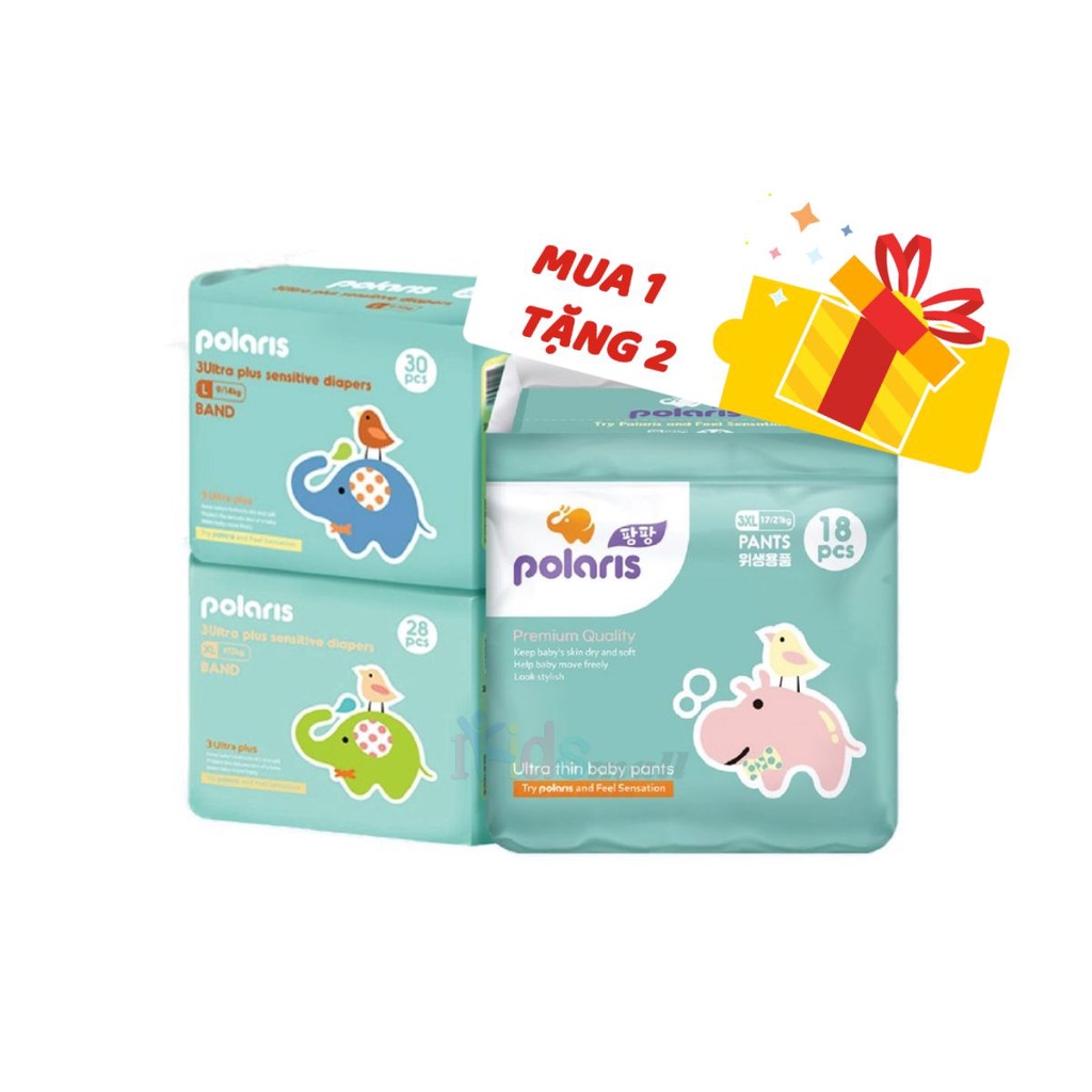 Bỉm Polaris hút 800ml nội địa Hàn Quốc dán/quần đủ size S34/ M32/ L24/ XL22/ XXL20