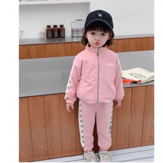 Bộ nỉ hồng winnie viền mickey