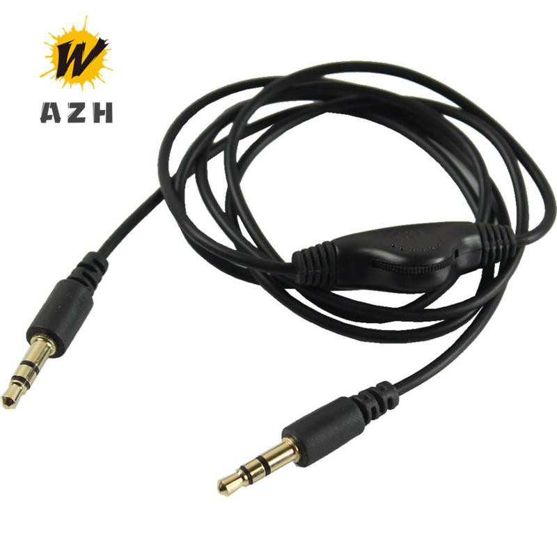 2Pcs 3.5mm Stereo Headphone Audio Cable With Volume Control Black