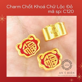 Charm chốt khóa chữ lộc đỏ #c120