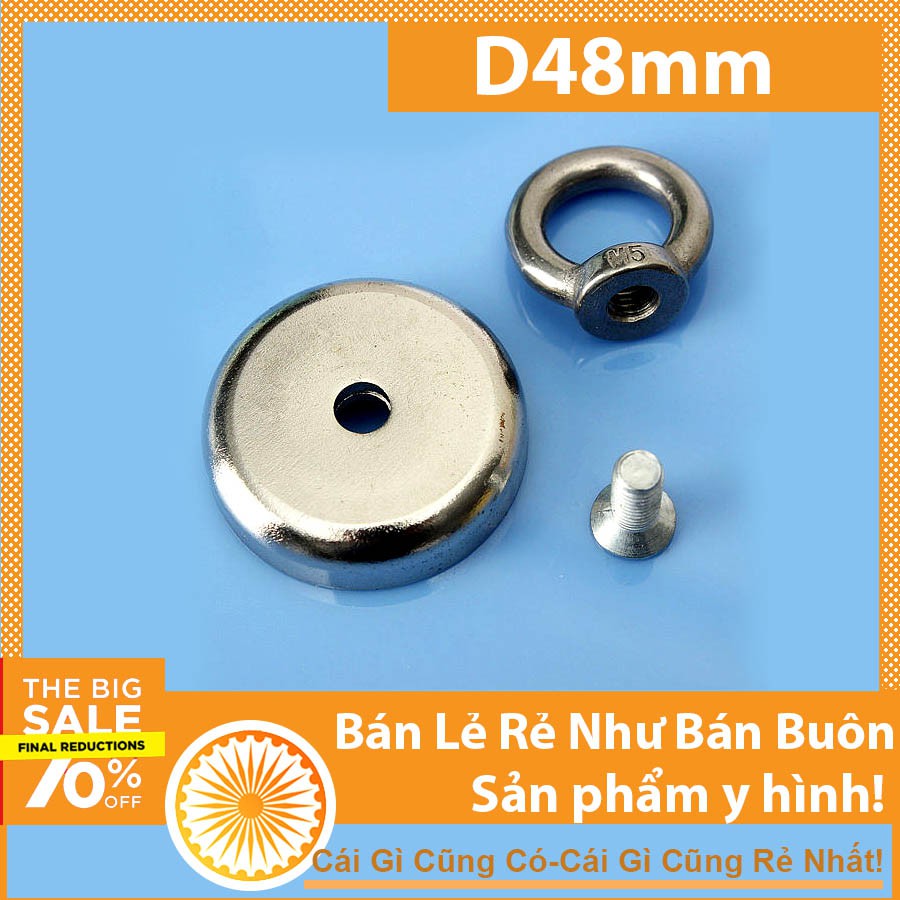 Nam châm cứu hộ d48mm lực hút 35KG loại siêu khỏe
