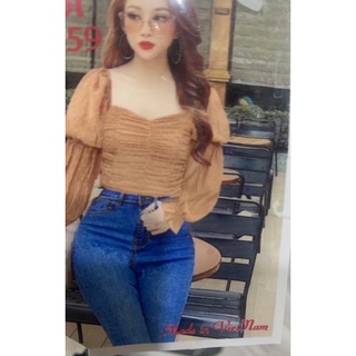 Áo crotop tay dài cổ vuông